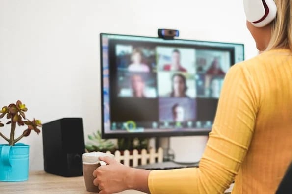 person on zoom call practicing public speaking