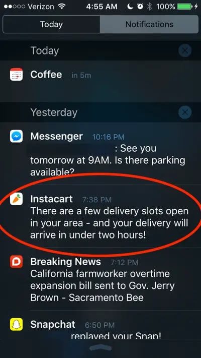 Instacart Reminder