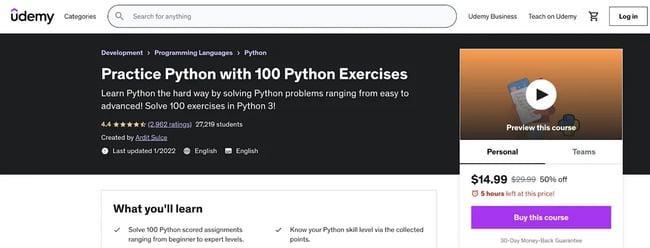 python back-end course, udemy exercises