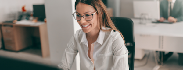 person using a computer in an office