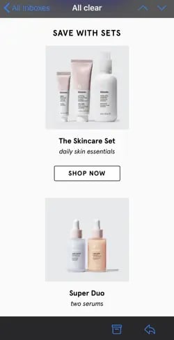 Glossier responsive email mobile example