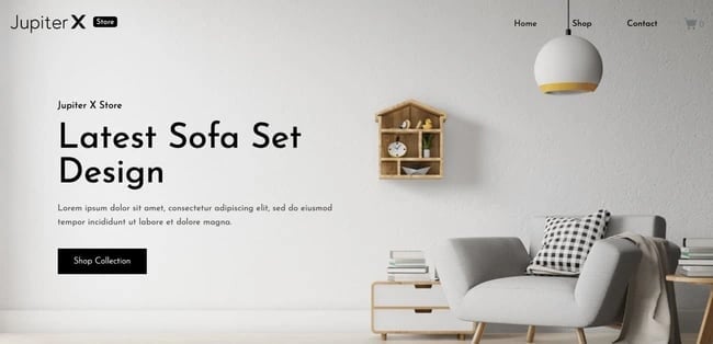 free responsive WordPress theme JupiterX Lite demo of ecommerce furniture store