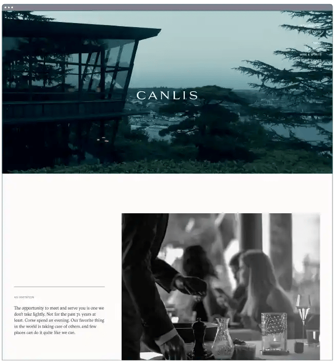 restaurant website templates: canlis