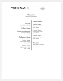 resume templates for word: Centered Bar Resume