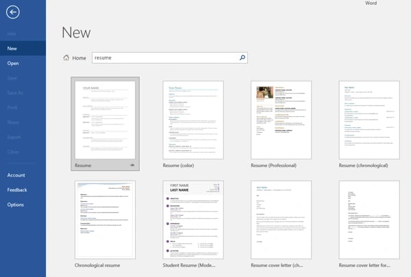 word resume templates