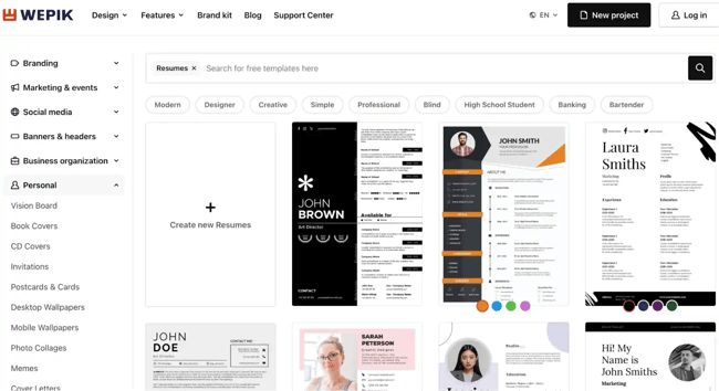 Wepik: Best for Customizing Pre-Made Resumes