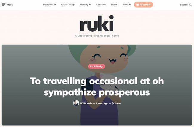 Best viral WordPress themes: Ruki