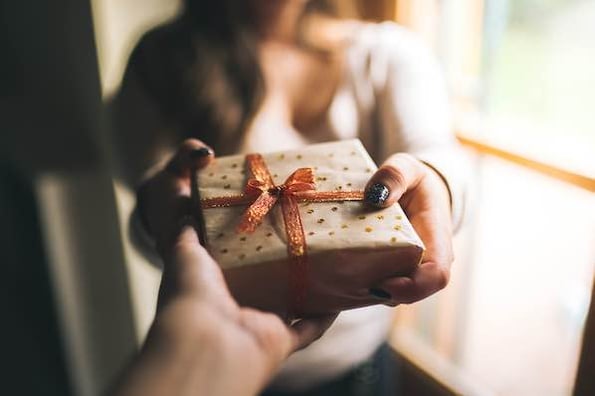 Gifts for a salesperson in a brown box