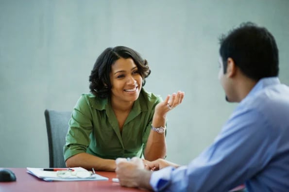 Recruiter interviewing a candidate for a sales operations role