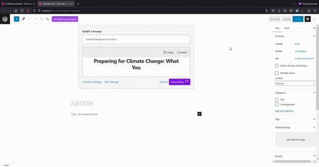 wordpress ai plugin: ai content writing assistant 