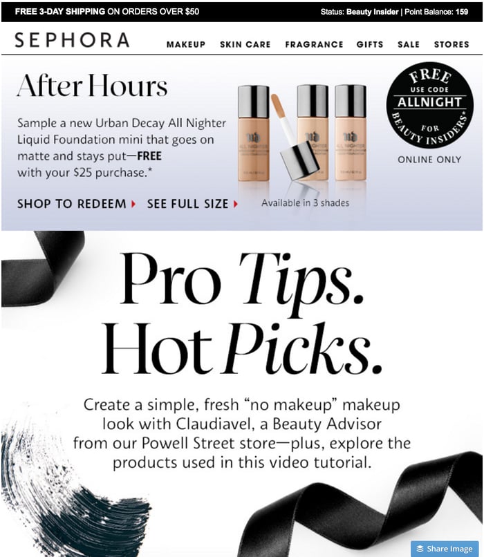 sephora  lead nurturing example