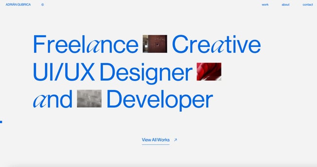 simple website examples: adrian gubrica homepage 