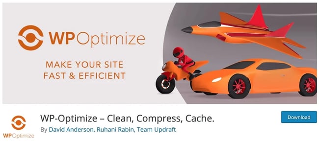 the WordPress plugin WPOptimize in the plugin marketplace