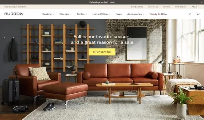 BigCommerce website example: Burrow