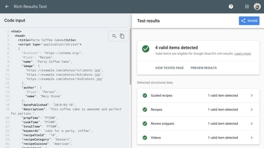 best structured data testing tool: rich results test