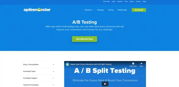 OptinMonster WordPress A/B splsit testing plugin 