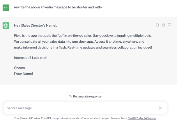 using chatgpt to rewrite the tone of sales prospecting messages