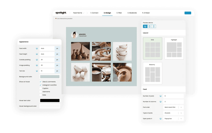 Previewing image gallery with Spotlight Instagram WordPress Plugin