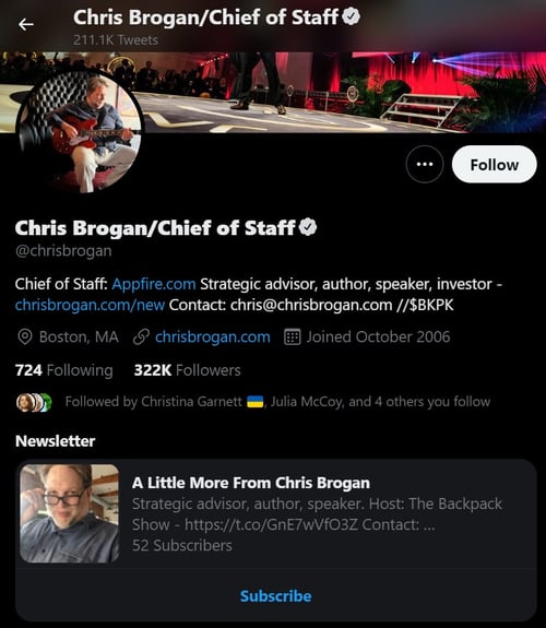 twitter power user account: chris brogan