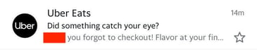 direct response marketing example: ubereats abandoned cart email