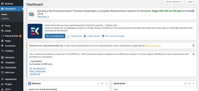 upload an html file to wordpress: navigate to your admin dashboard