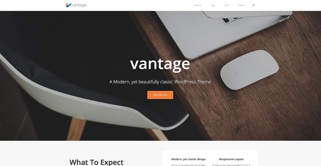 Vantage drag-and-drop theme demo website (home page)