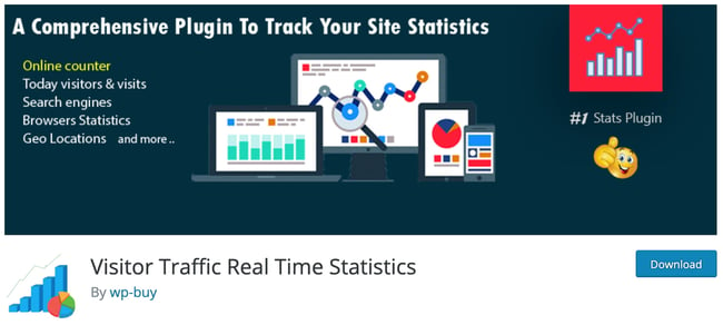 product page for the wordpress analytics plugin visitor traffic real time statistics