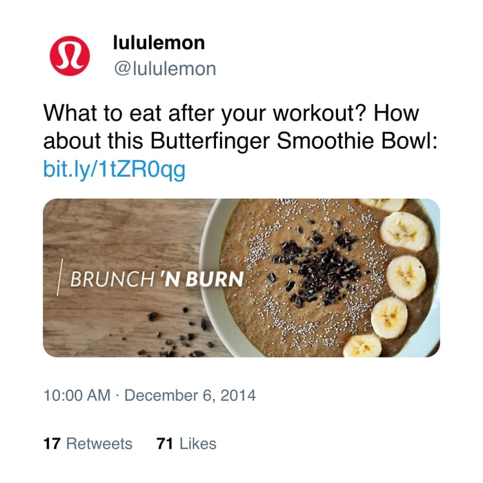 visual content to link to blog: lululemon tweet