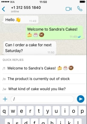 Example of a WhatsApp chatflow.