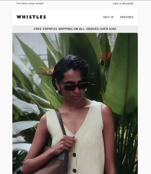 Whistles sends product catalogs as part of its promotional email drip campaign.