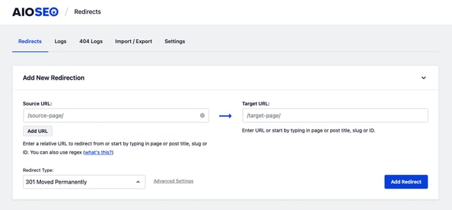 Best WordPress redirect plugin: AIOSEO