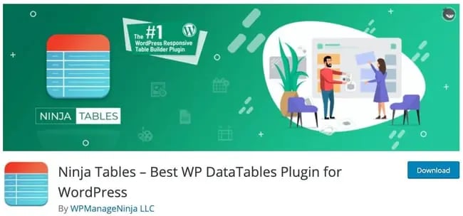 wordpress responsive table plugin product page: Ninja Tables
