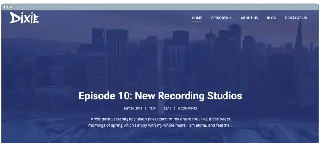WordPress podcasting theme: Dixie