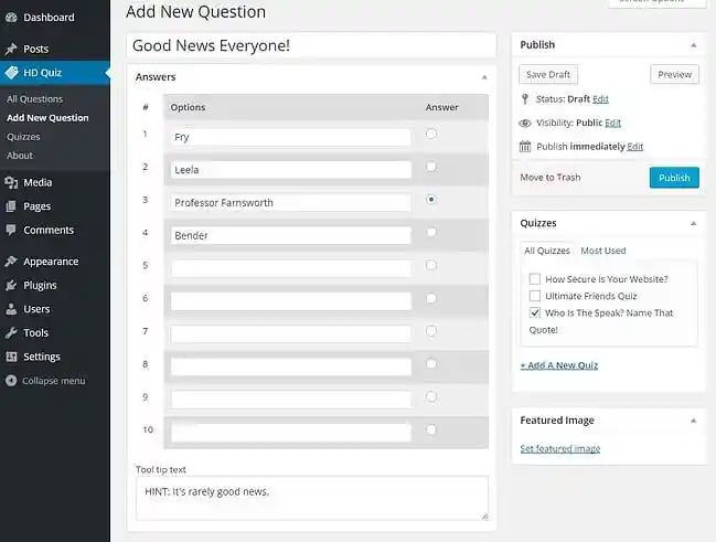 Best WordPress Quiz Plugins: HD Quiz