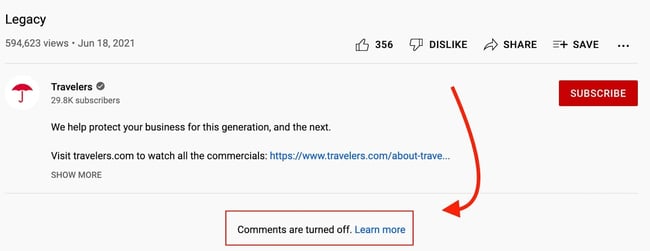 youtube comment section turned off