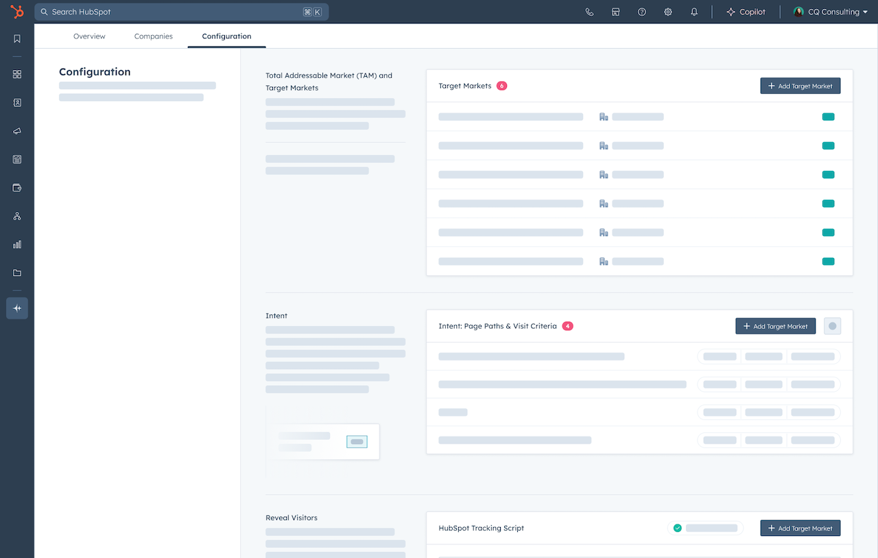 Target markets and intent criteria