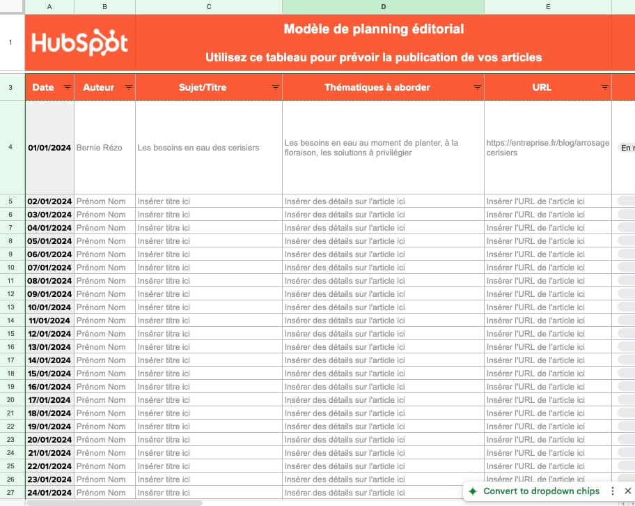 Calendrier et articles 1