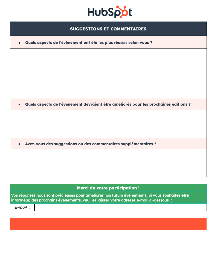 Questionnaire de satisfaction d'événement : page 4