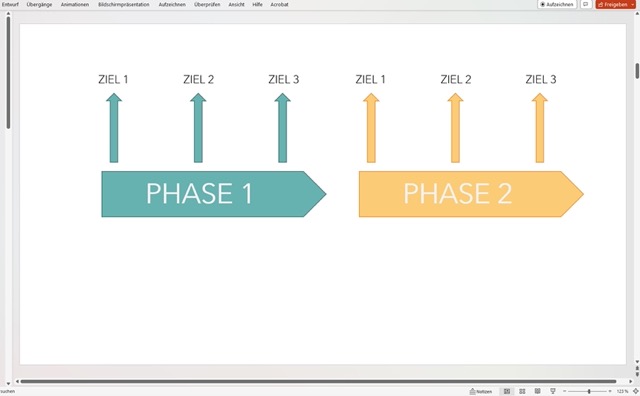 Screenshot von PowerPoint, wie sich der ganze Zeitstrahl markieren und kopieren lässt.