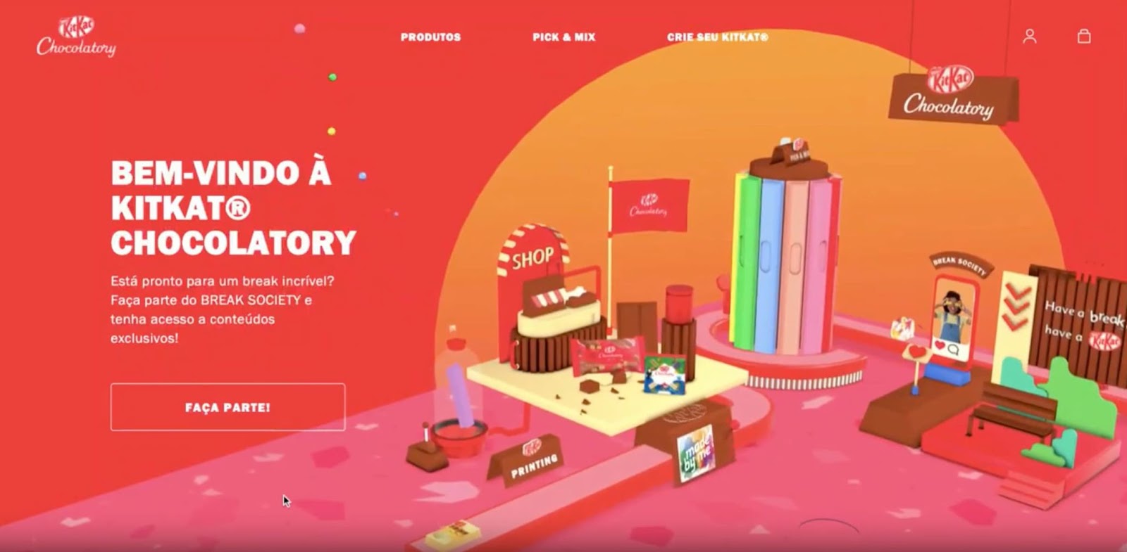 homepage for the 3d website kitkat chocolatory