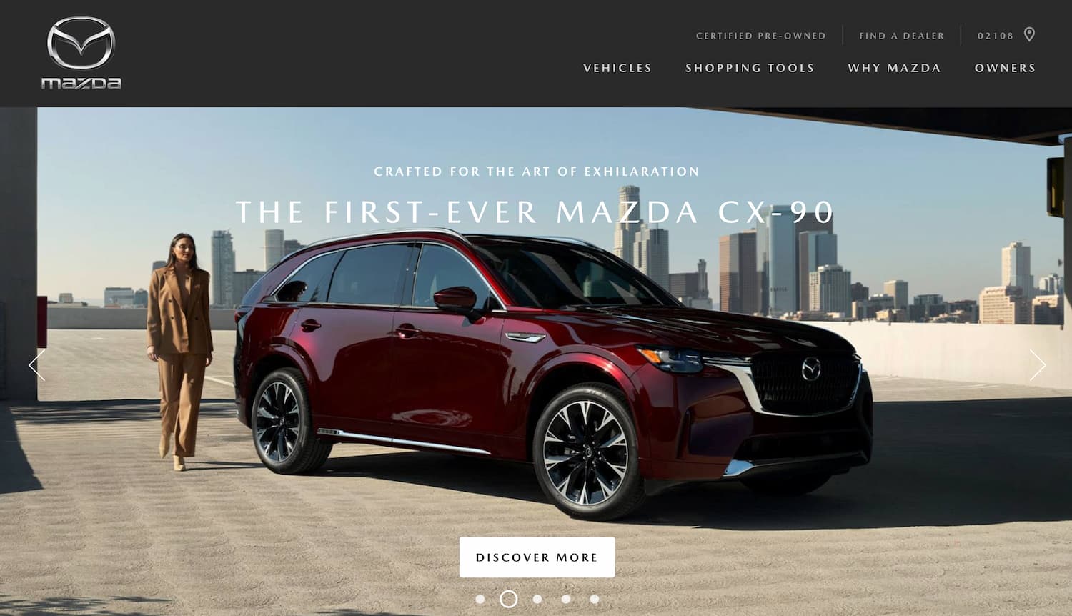 homepage for the 3d website mazda