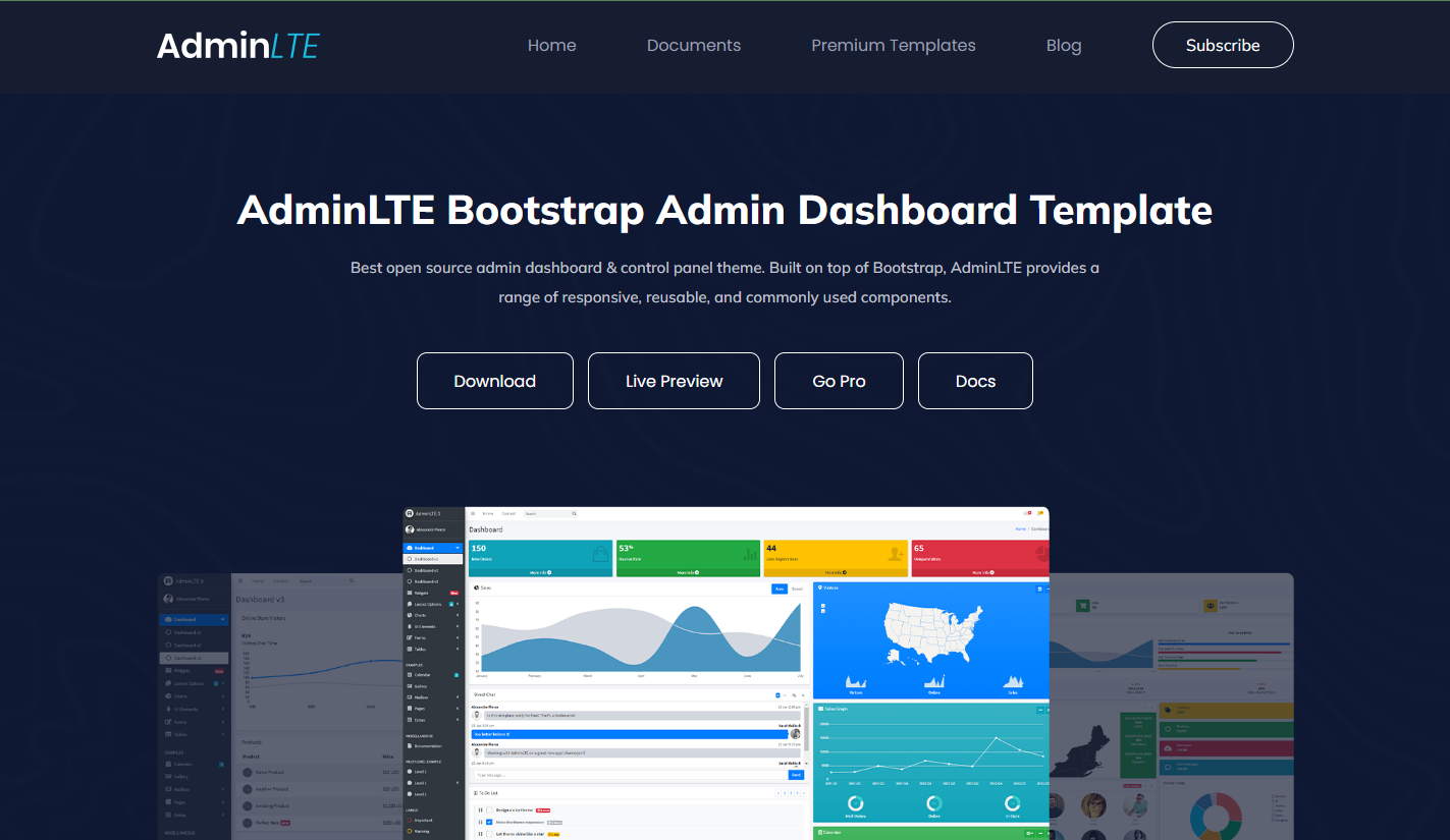 Bootstrap website templates, Admin LTE