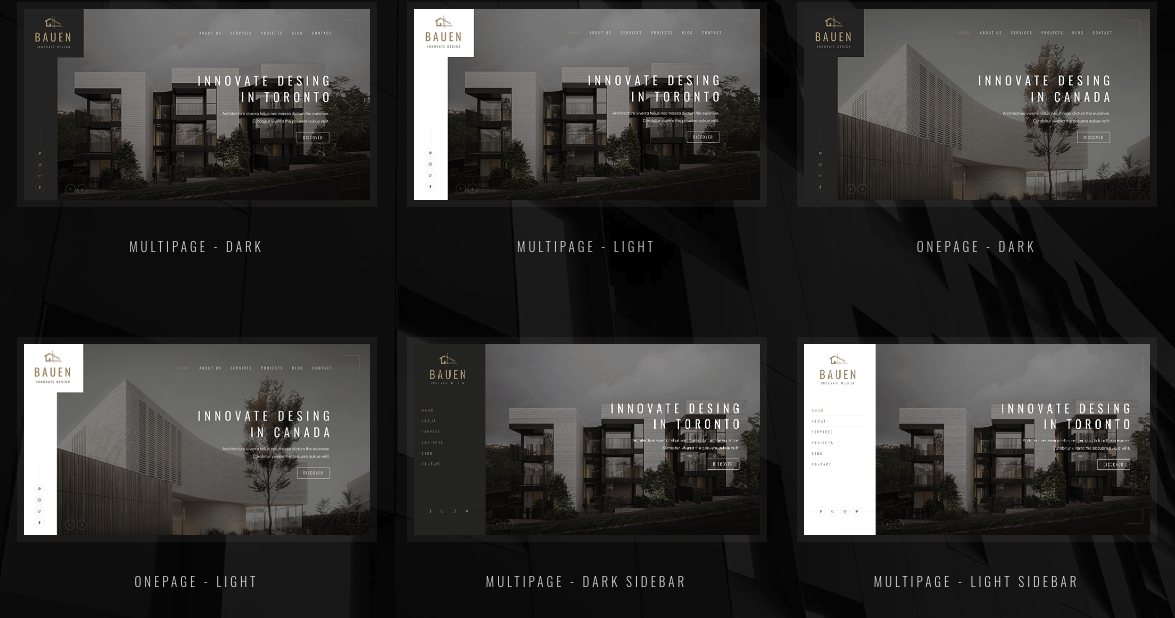 Interior design WordPress theme, BAUEN