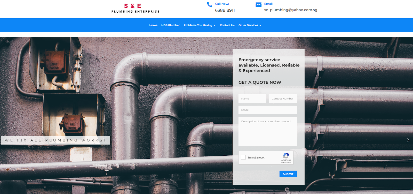 S&E plumbing website