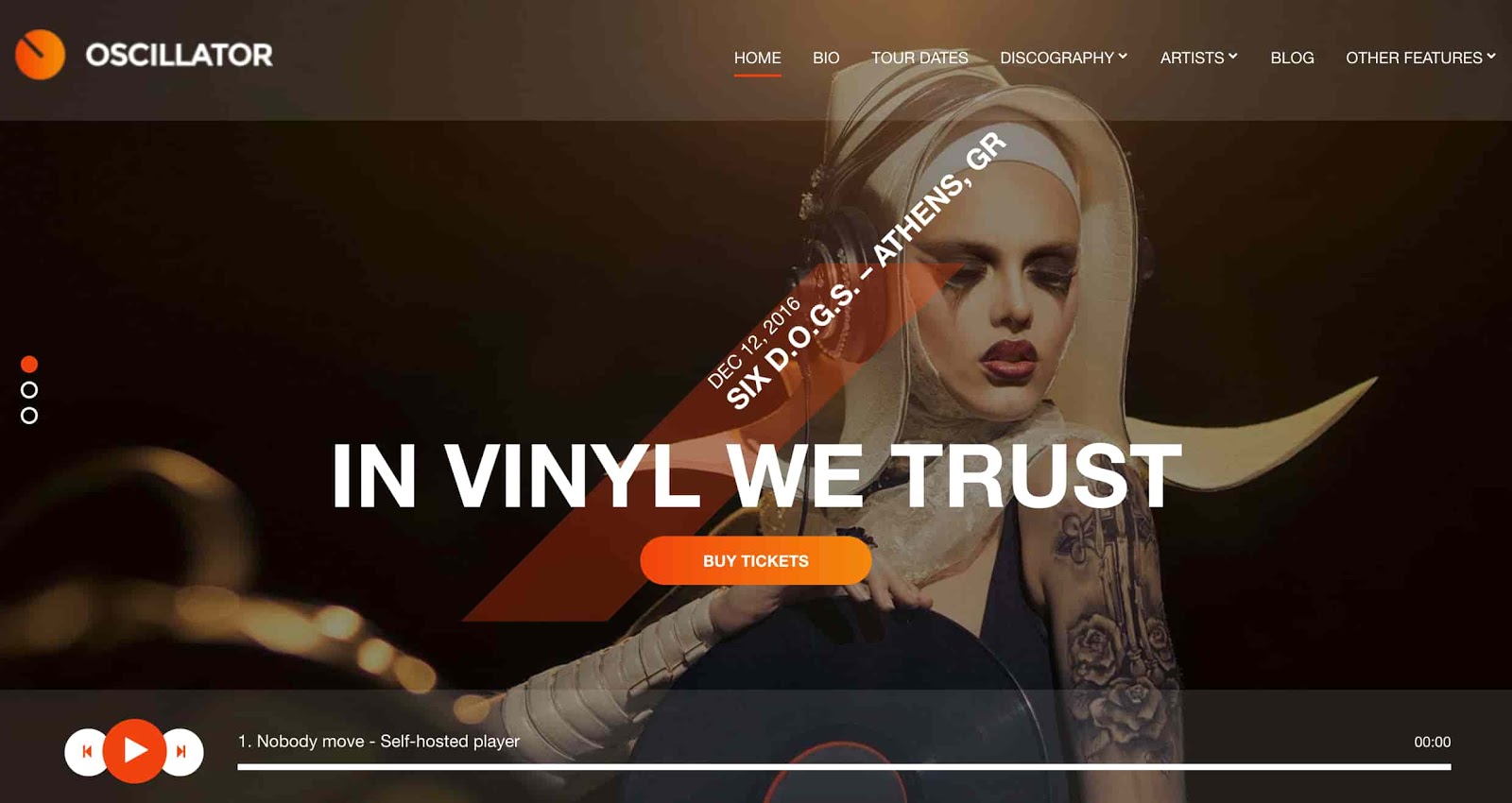 Best wordpress themes for artists, Oscillator