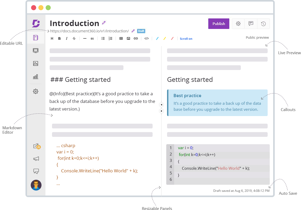 call center knowledge base, Document 360 knowledge base software