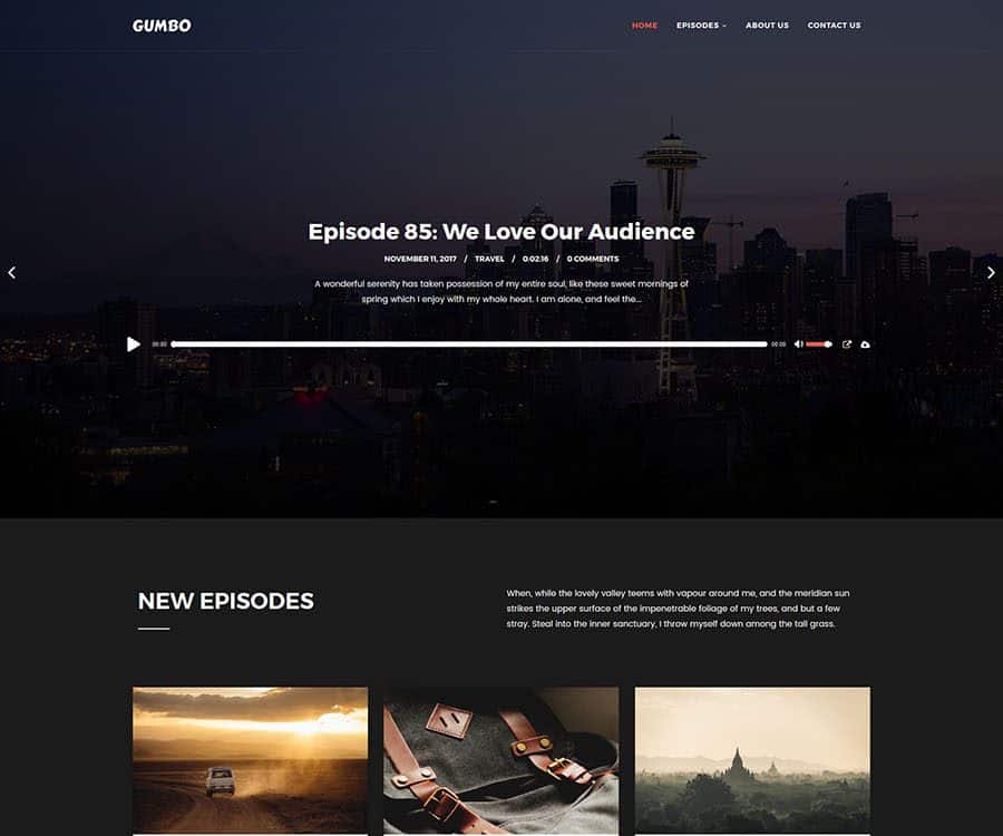 WordPress podcasting theme: Rare Gumbo