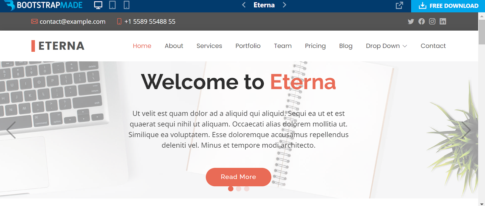 Bootstrap website templates, Eterna