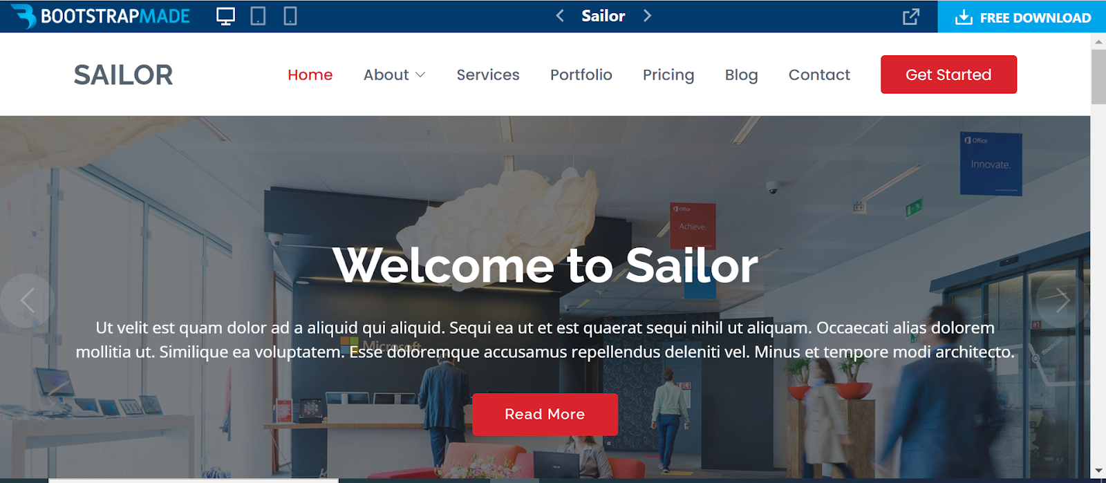 Bootstrap website templates, Sailor