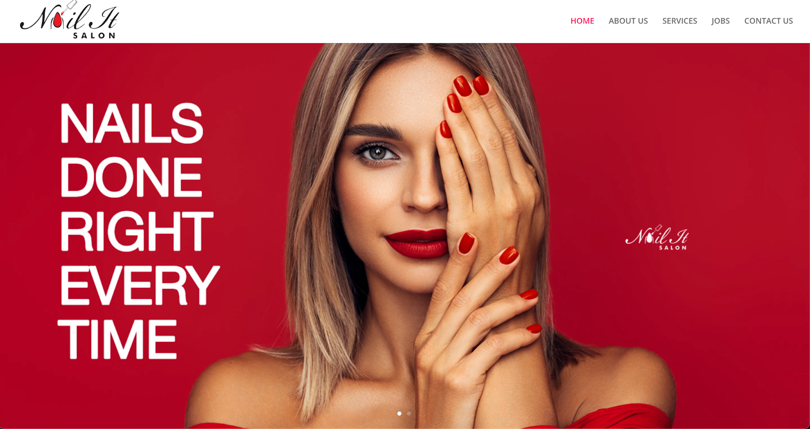 Best nail salon websites, example from Nail It Salon.